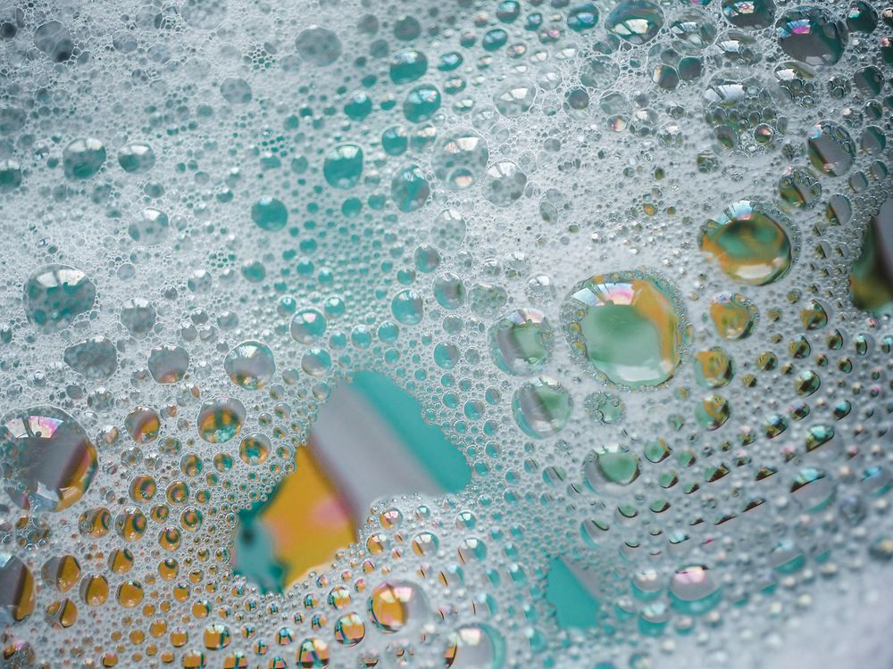 close up of soap bubbles
