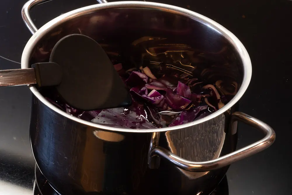 red cabbage in pot