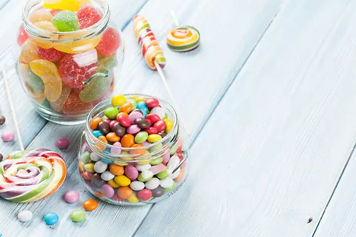 glass jar with sweets